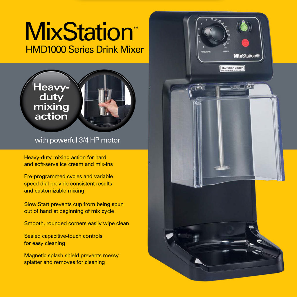 Hamilton Beach HMD1000 MixStation Heavy-Duty Drink Mixer with 3/4 HP Motor - 120V, 720 Watts
