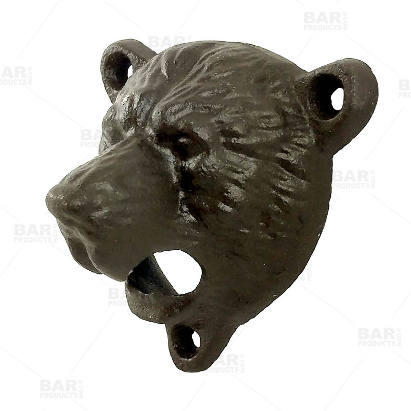 Bear Themed Wall Mounted Bottle Opener - Black or Brown