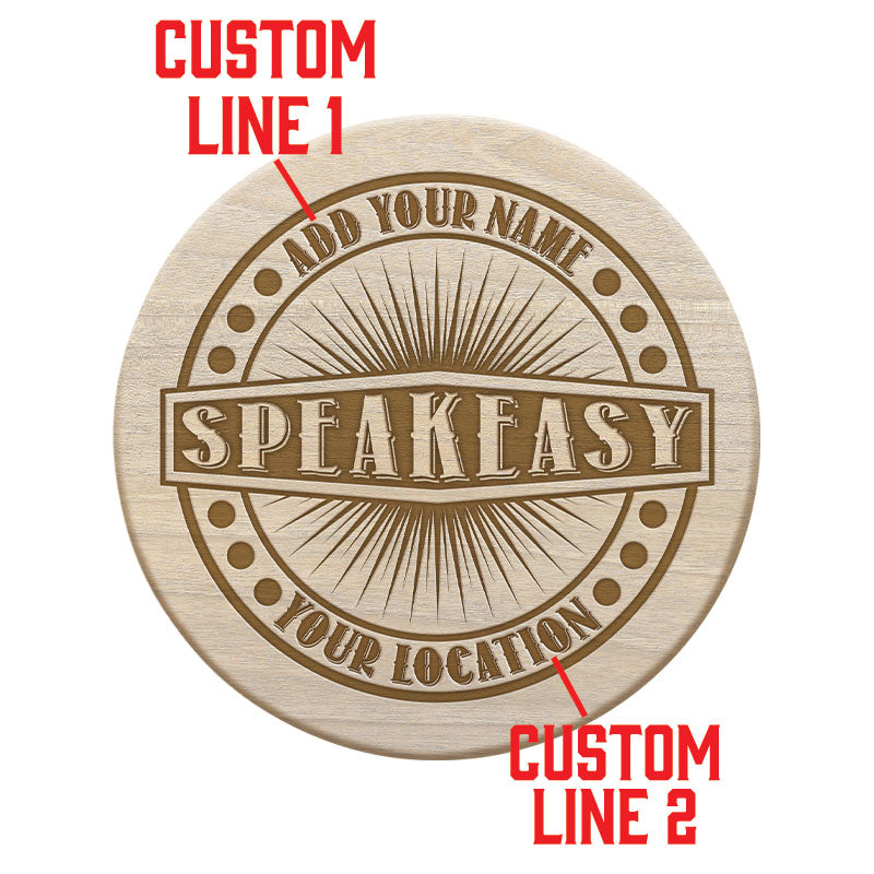 Customizable Engraved Wooden Coasters - Speakeasy Theme - Round - Set of 4