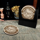 Customizable Engraved Wooden Coasters - Tap House Theme - Round - Set of 4