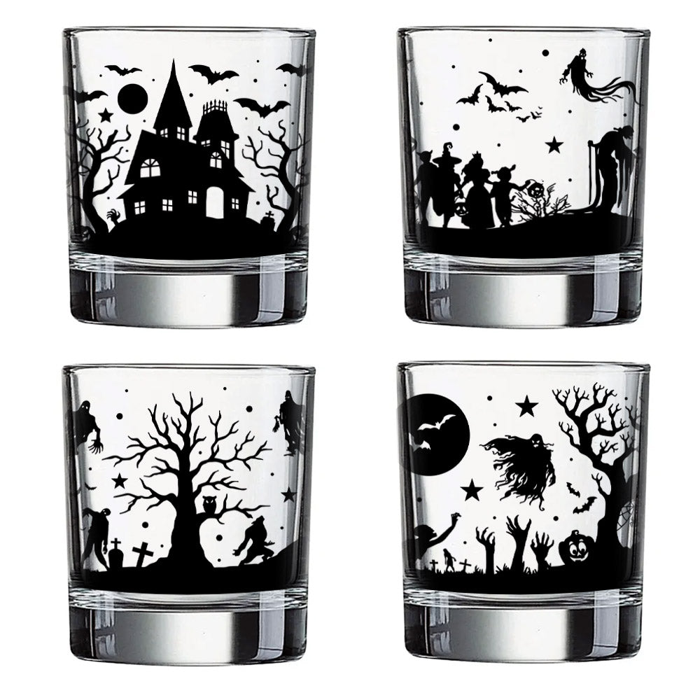 BarConic Halloween Jack O'Lantern Stemless Wine Glasses - Set of 4