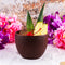 Plastic Coconut Cup w/ Colorful Flower Straw - 12 Pack
