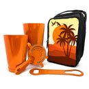 Bar Tote Set w/ Candy Orange Colored Bar Tools - Retro Sunset