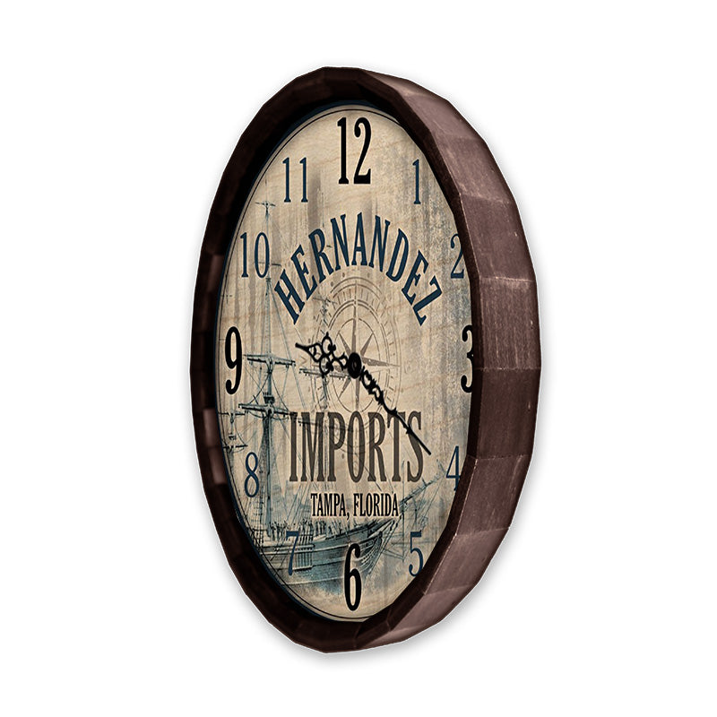 Vintage Imports Custom Wood Barrel Top Clock Bar Supplies