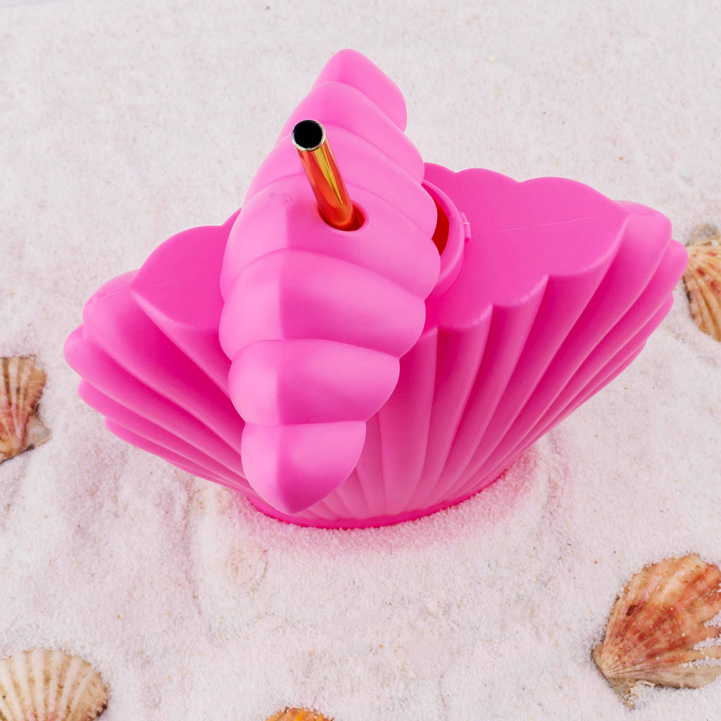 Seashell Cup W/Lid & Straw - Pink - 15 ounce