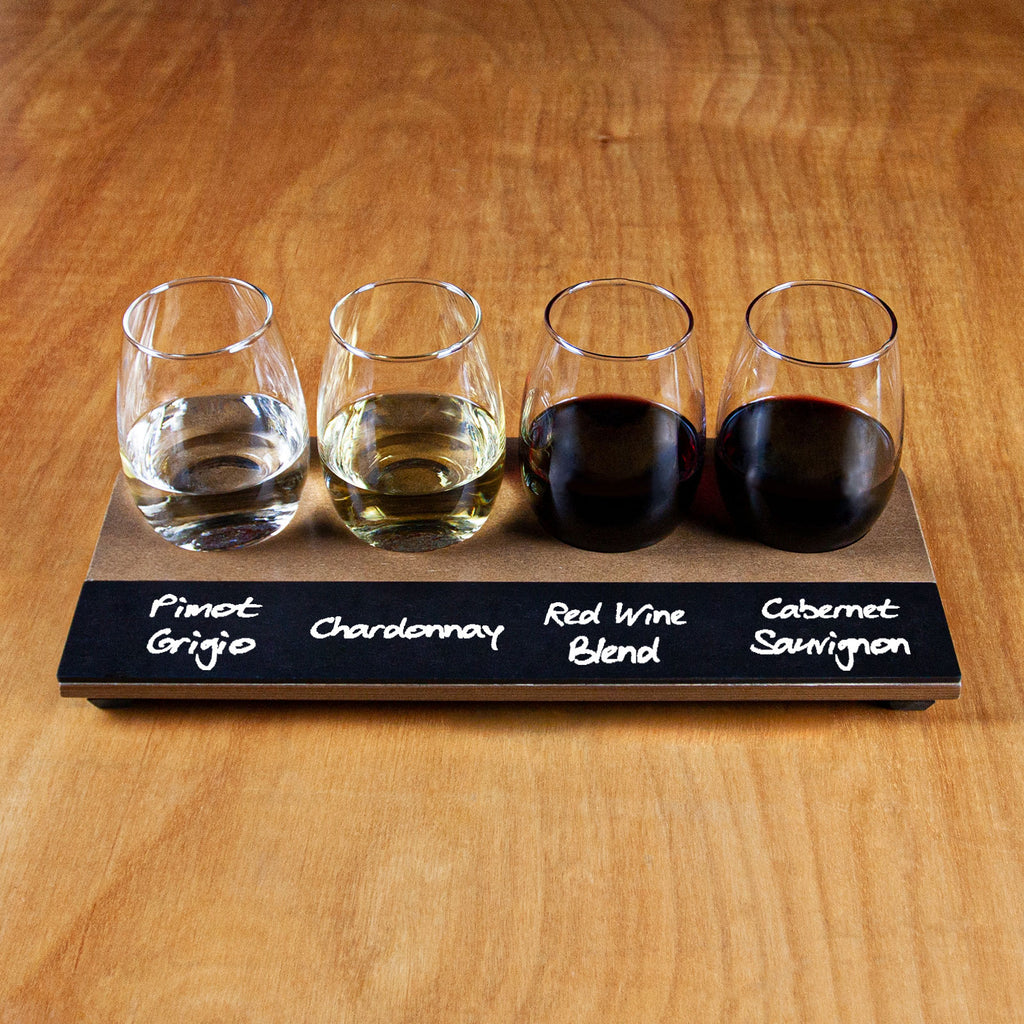 Wine Flight with Walnut Finish and Chalk Strip