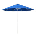California Umbrella 9' Pole Push Lift SUNBRELLA With White Aluminum Pole - Blue Fabric