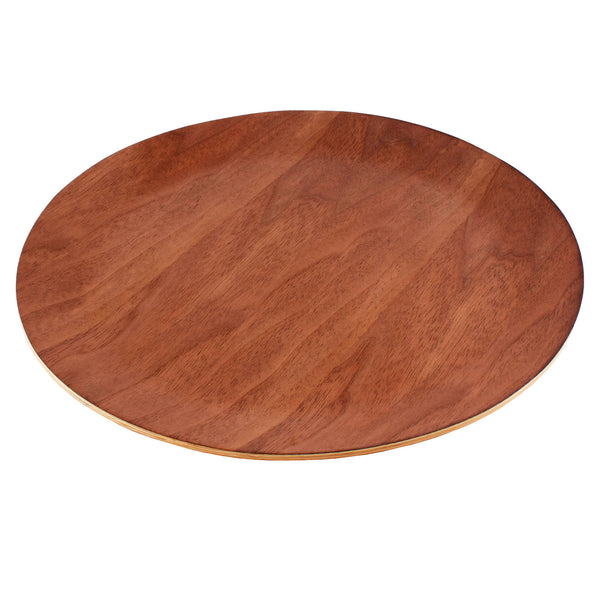 BarConic® Wood Tray - Round - Walnut - 13 inch
