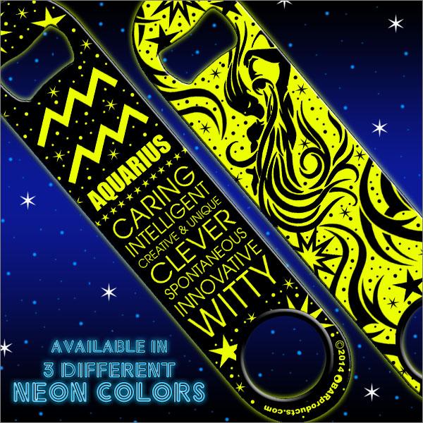 Kolorcoat™ NEON Zodiac Speed Bottle Opener - AQUARIUS - YELLOW