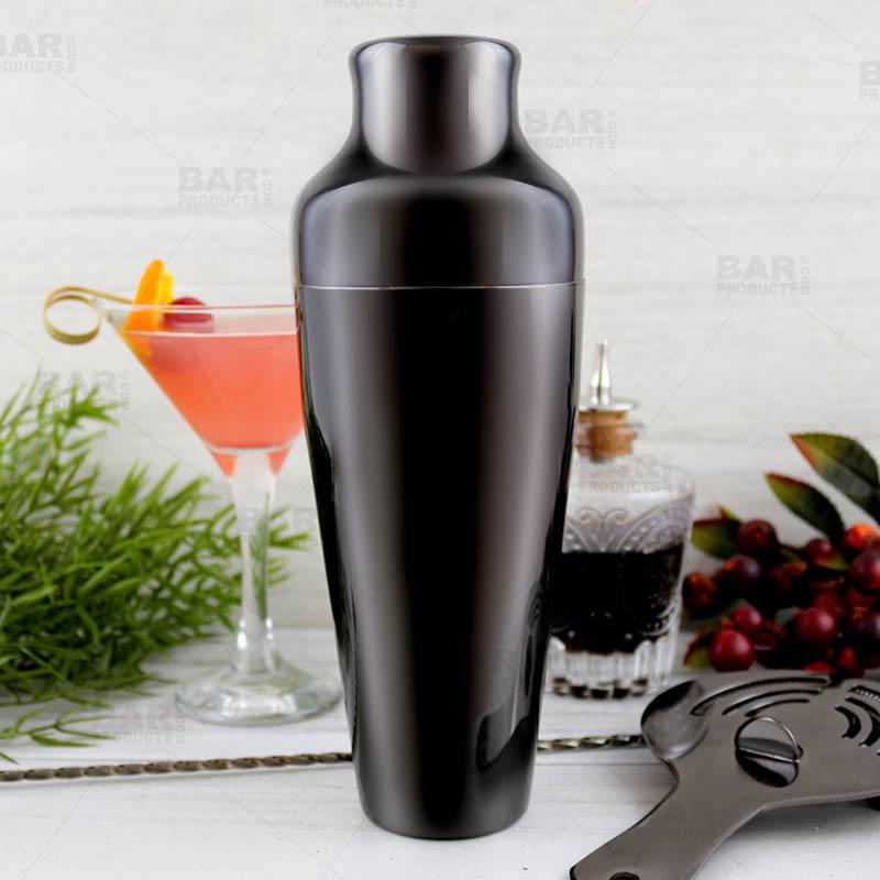 Olea 3-Piece Cocktail Shaker Deluxe - Gunmetal Plated - 24 Ounce