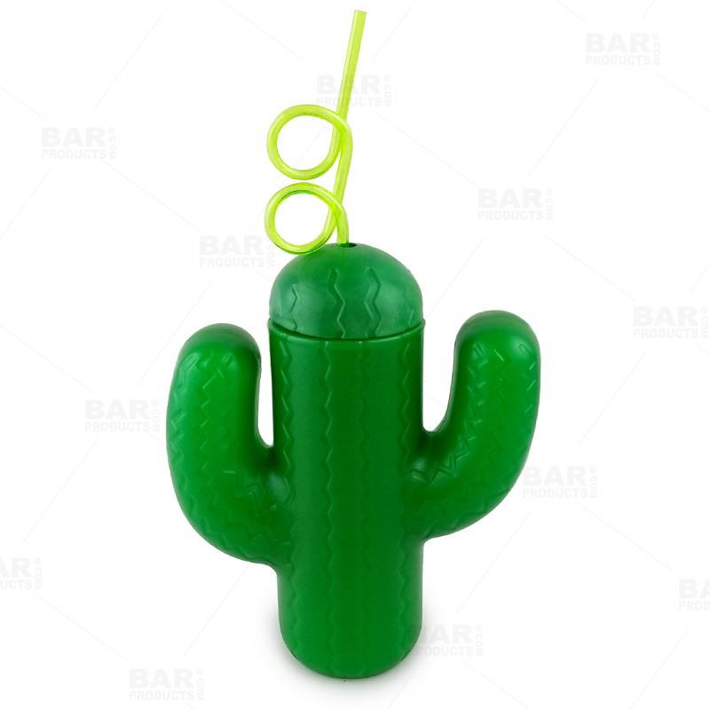 BarConic Plastic Cactus Cup w/Lid and Straw - 20oz