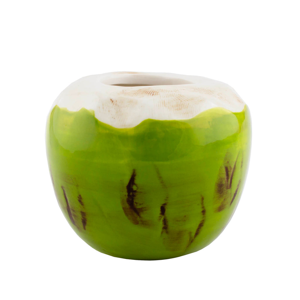 BarConic Real Coconut Cup - Lacquered Coconut Cup w/ Palm Tree Design - Lacquered