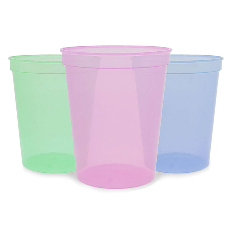 24-Pack 16-Ounce Hot Pink Plastic Stadium Cups, Bulk Reusable