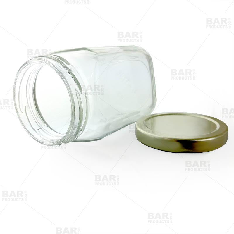 6 oz (190 ml) Victorian Square Glass Jar with Black Lid
