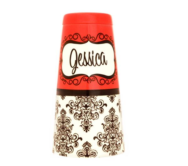 ADD YOUR NAME - Cocktail Shaker Tin - 28 oz weighted - Damask Coral  Facing DOWN