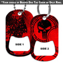 Dog Tag Bottle Opener - Grunge Skull - Red & Black