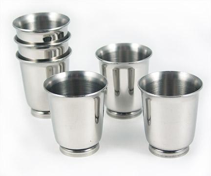 Stainless Steel Shot Cups, Set of 4 Cups, Metal Shot Glasses, Stackable,  Hip Flask Small with Leather Bag for Outdoor 