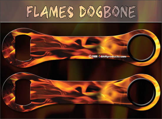 Dog Bone Bottle Opener - Flames