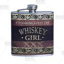 Stainless Steel Hip Flask -Whiskey Girl Design - 6 Ounce