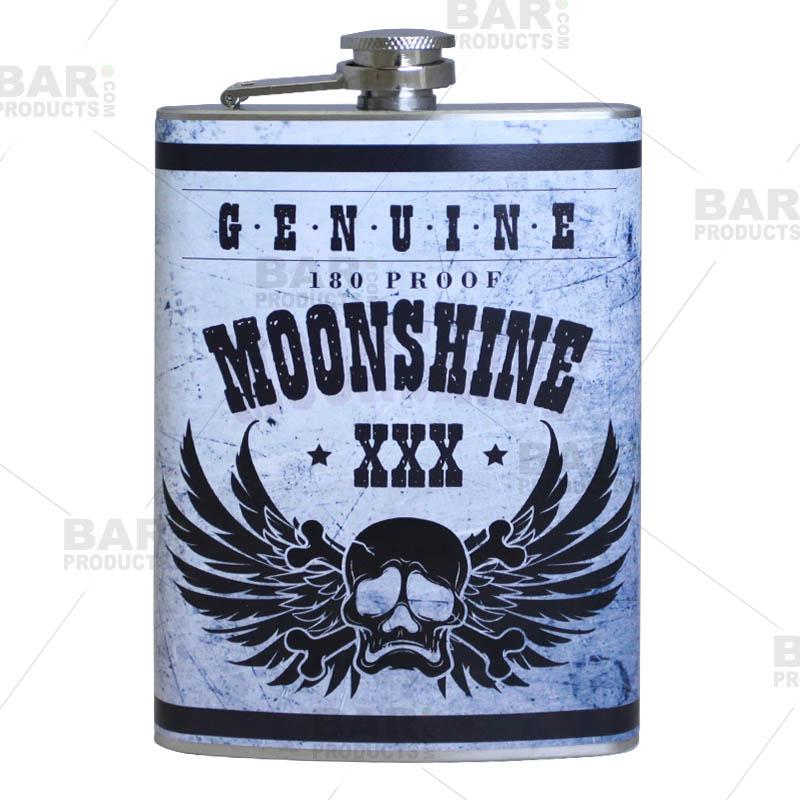 Stainless Steel Hip Flask - Moonshine Design - Several Size Options – Bar  Supplies