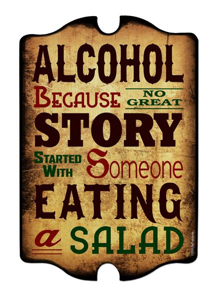 ALCOHOL Wood Plaque Bar Sign