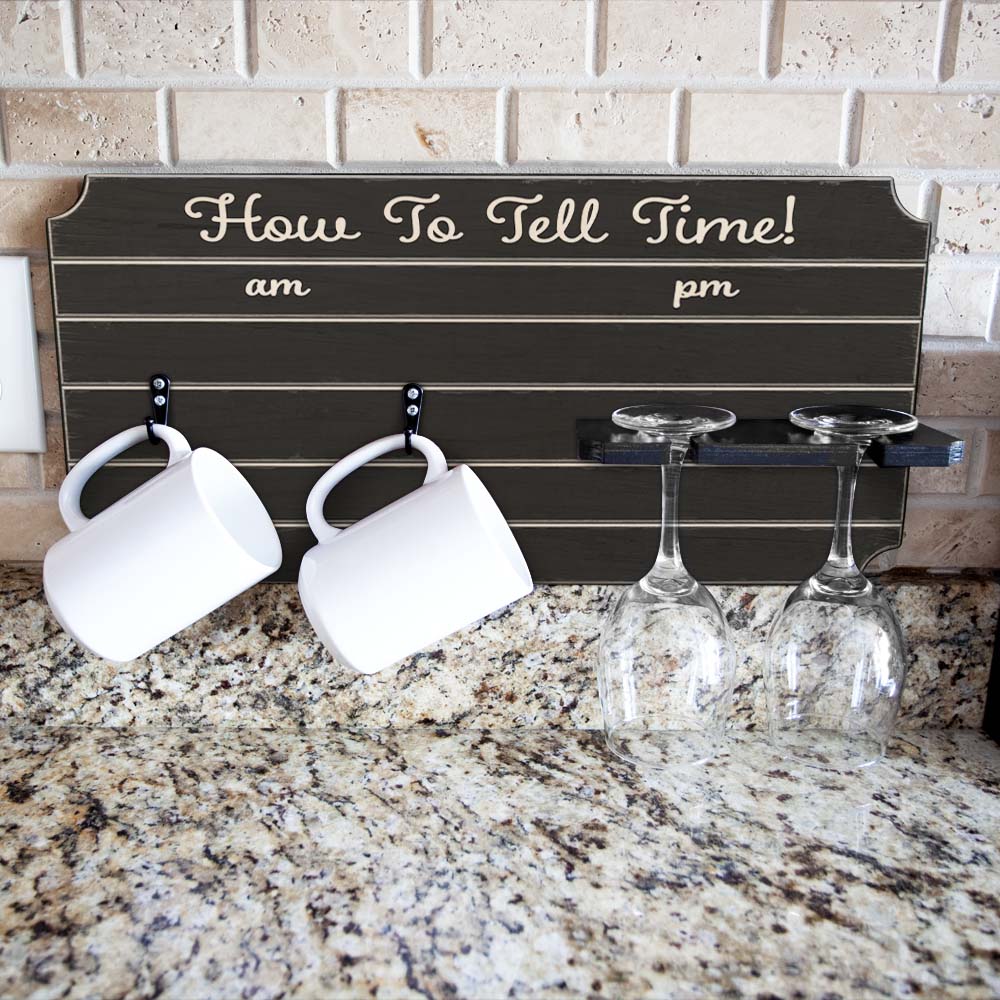 Néw wine 2024 glass and mug holder kit how my wife tells time am pm