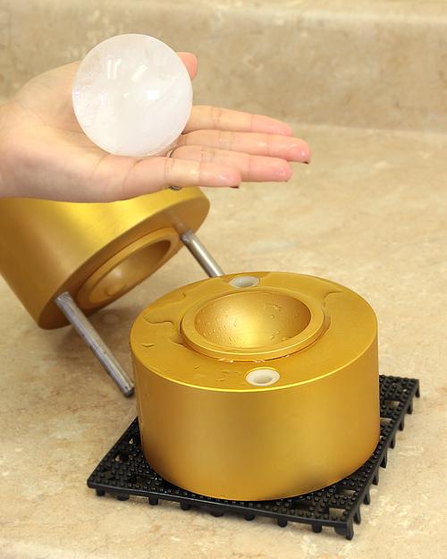 Interchangeable Japanese Ice Ball Maker - Finished Ice Ball in Hand