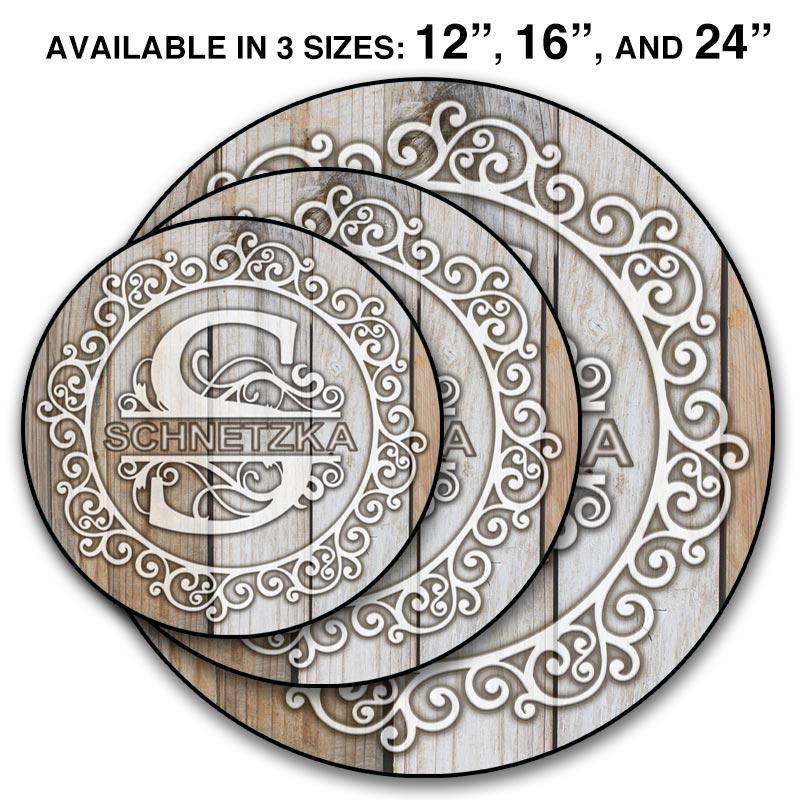 Lazy Susan - Customizable WHITE WOOD with Decorative Design - 3 Different Sizes - Table Top