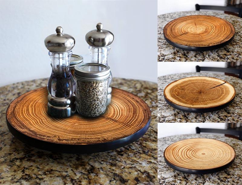 TREE RING Design Lazy Susan - 3 Different Sizes - For Kitchen