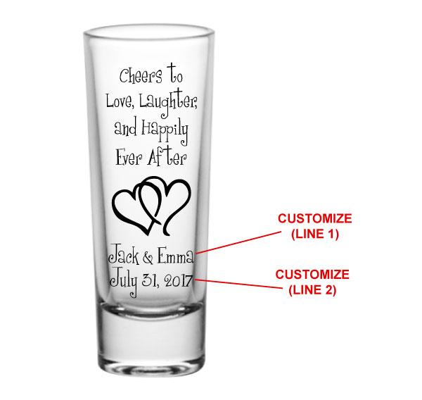 CUSTOMIZABLE - 1.75oz Clear Shot Glass - Mr & Mrs Cute Silhouette