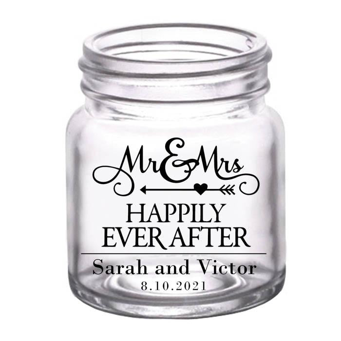 Set of 2 Mr and Mrs Personalized Mason Jar Glasses - Engraved Custom