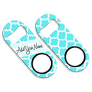 ADD YOUR NAME Mini Bottle Opener – Moroccan Patterns- Light Blue