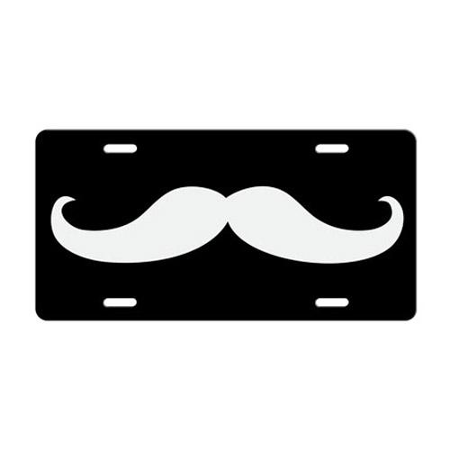 Mustache Themed License Plates - Black