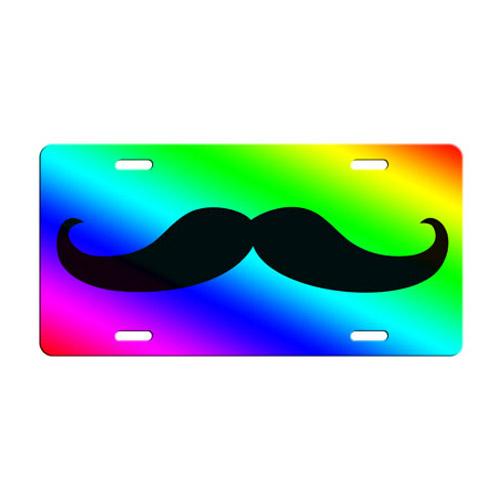Mustache Themed License Plates - Rainbow