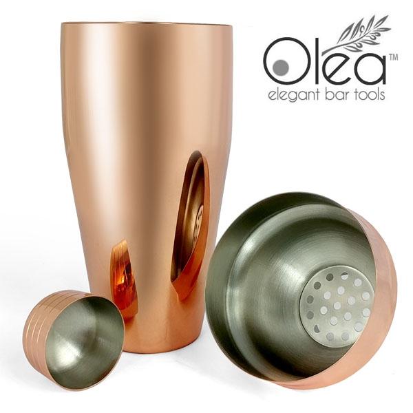 Olea 3-Piece Cocktail Shaker Deluxe - Gunmetal Plated - 24 Ounce