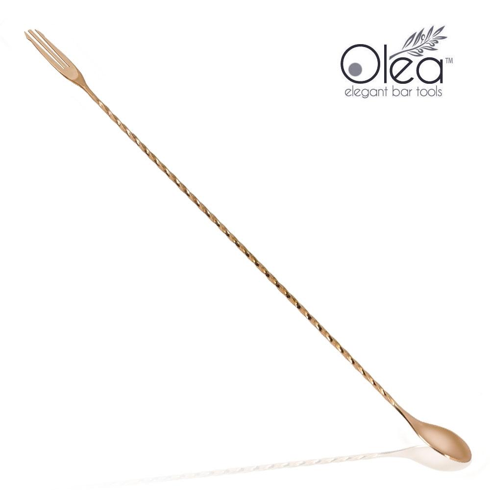 Olea Copper Plated Bar Spoon - Trident Fork Tip - 40cm Length