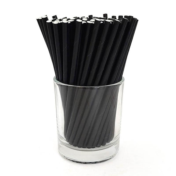 BarConic® Biodegradable Solid Black Paper Sip Straws - 5 3/4" - 100 Pack