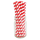 BarConic® "Eco-Friendly" Jumbo Paper Straws - 7 3/4" Red Stripe - 100 pack