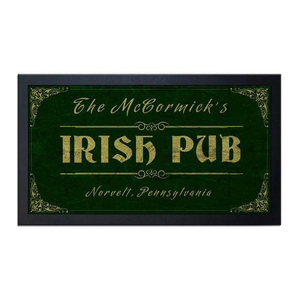 Custom Bar Service Mat - Irish Pub - 17.25" x 10"