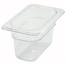 1/9 Size Clear Polycarbonate Food Pan, 4" Deep