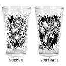 Sports themed pint glasses- soccer football