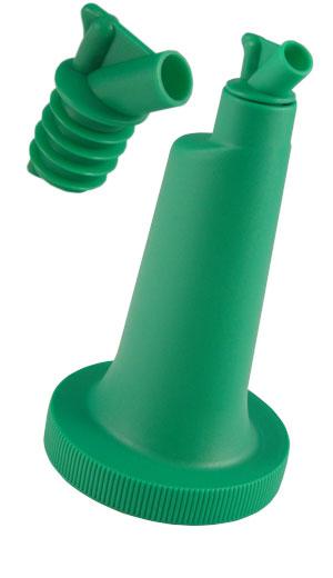 JUICE CONTAINER / POURER COMBO FOR BAR MIXES / JUICES, GREEN LID/SPOUT