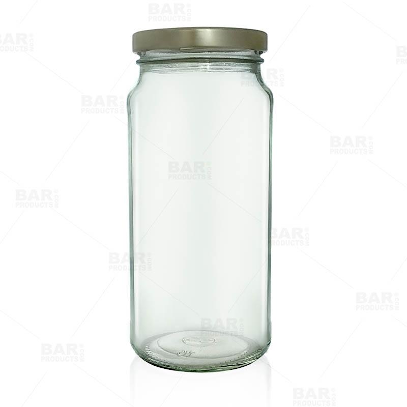 16 oz Clear Glass Jar with Gold Lid