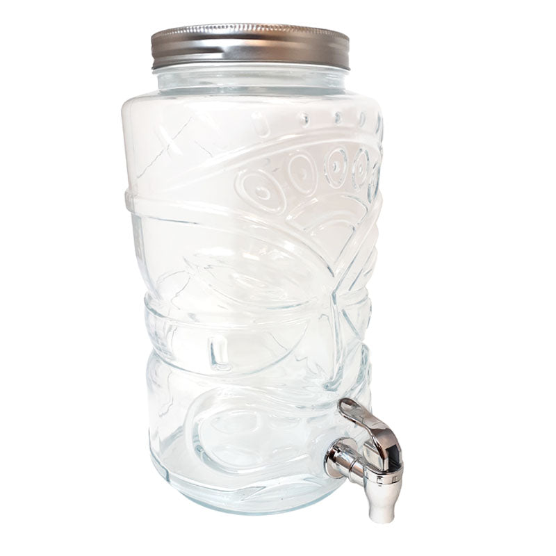 Glass Beverage Dispenser - Mason Jar Style Drink Container Jug w