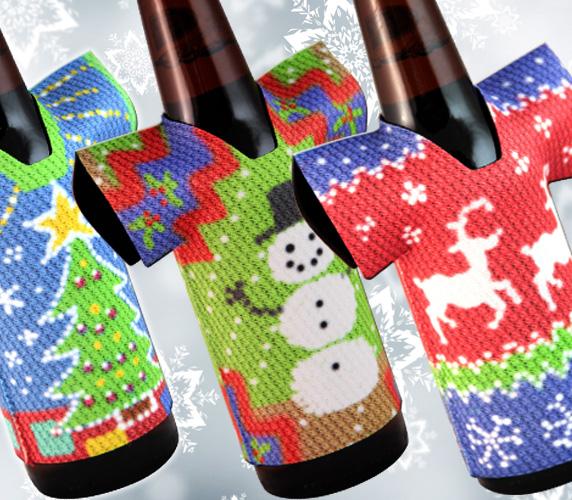 beer bottle koozie ugly Christmas sweater