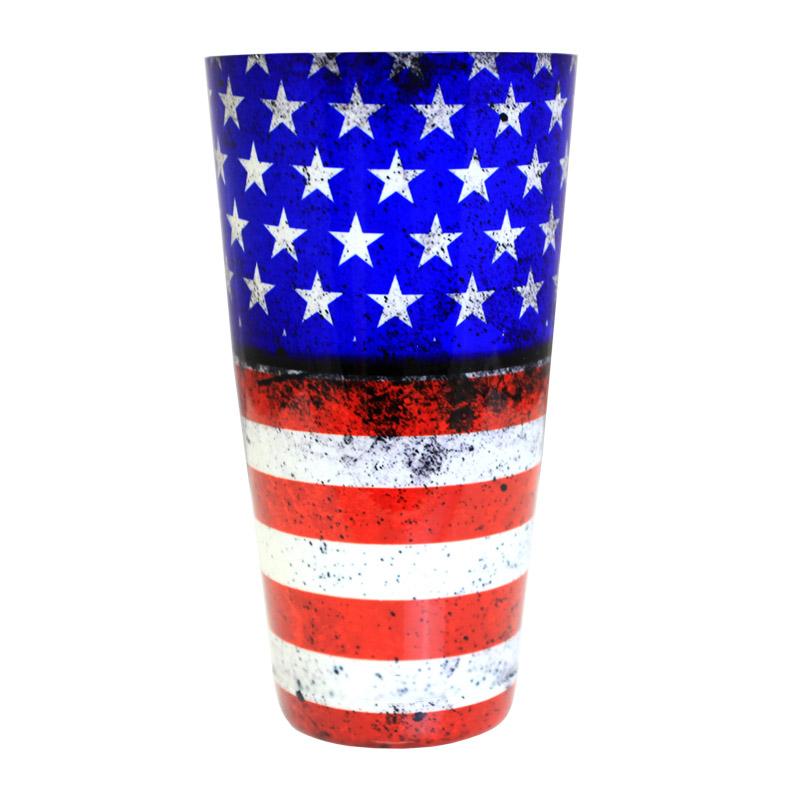 BarConic Cocktail Shaker Tin - Printed Designer Series - 28oz Weighted - Grungy US Flag