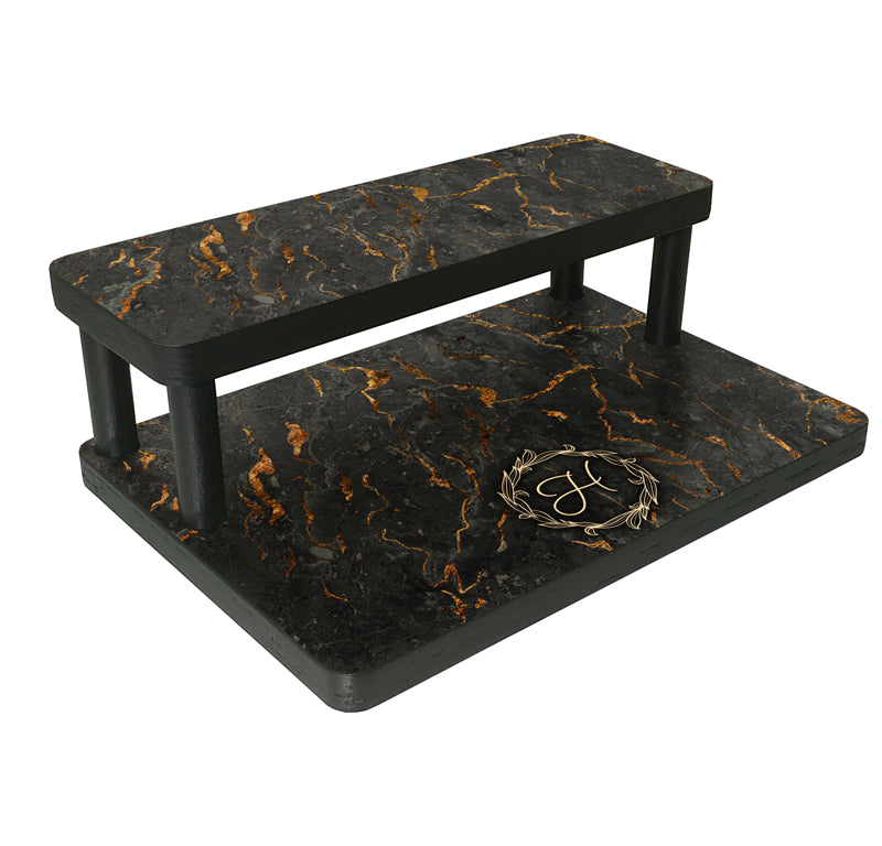 Custom Counter Caddies™ - "Marble Monogram" Themed Artwork - Straight Shelf - 12" Length