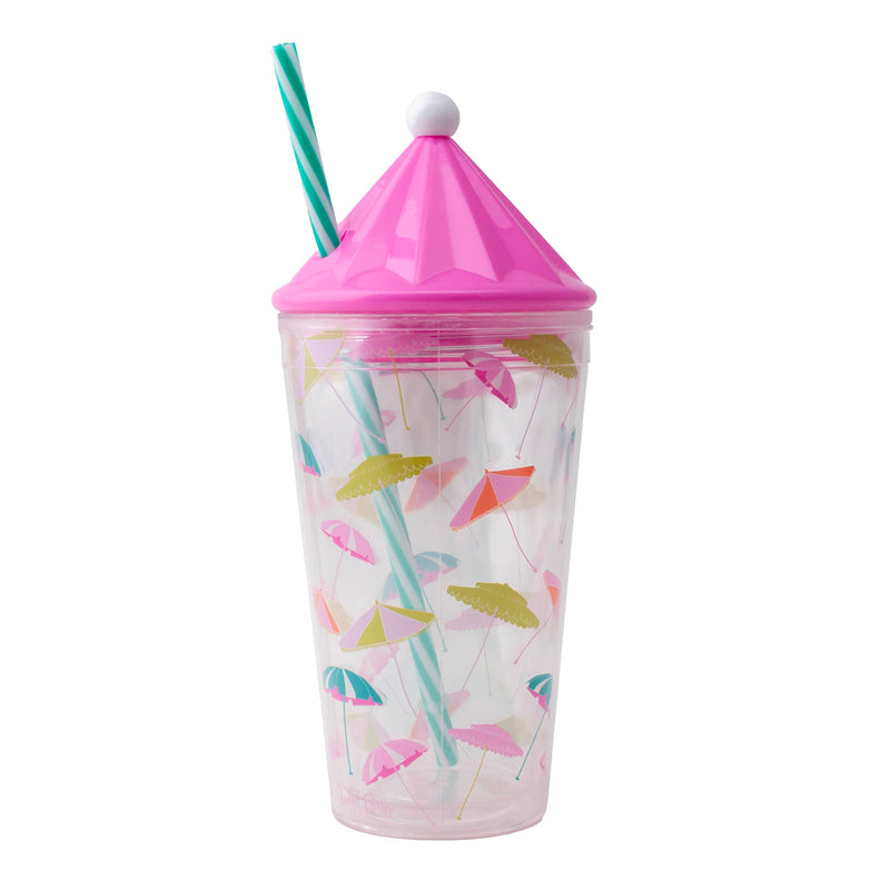 Umbrella Tumbler with Lid & Straw - 18 ounce