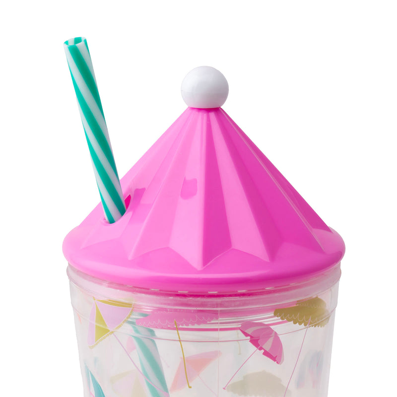 Umbrella Tumbler with Lid & Straw - 18 ounce
