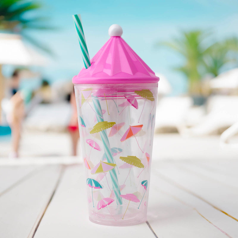 Umbrella Tumbler with Lid & Straw - 18 ounce